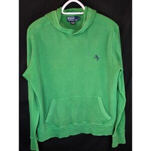 Polo Ralph Lauren Men's Green Waffle Knit Long Sleeve Hoodie Lizard Logo Size L